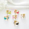 Fashion New Popular Colorful Adjustable Drop Oil Color Brass Y2K Enamel Finger Rings for Women Girls