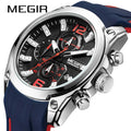 MEGIR 2063 Men Blue Sport Watches for Men Top New Luxury Chronograph Man Watch Gift Quartz Clocks Relogio Masculino