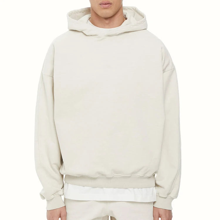 Xinglan Men's 100% Cotton Custom Logo Blank Drop Shoulder Hoodies Hooded Sweatshirt Oversize Pullover Heavyweight Hoodie for Men