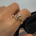 2025 Fashion Silver Beaded Rings Open Ring 18K Gold Plated Stainless Steel Ring For Women Girls