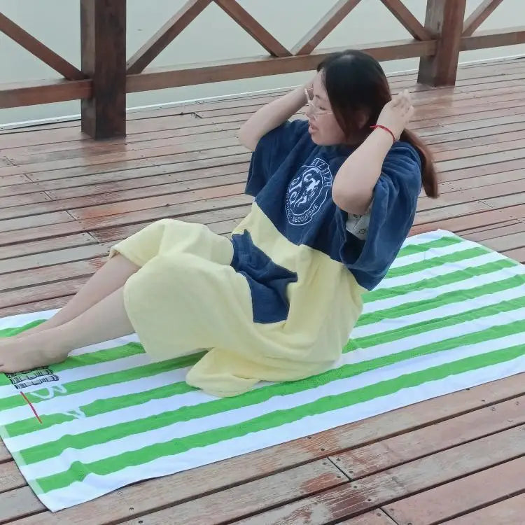 100% Cotton Large Jacquard Quick Dry Stripe Swimming Pool & Beach Towel High Absorbent Lounge Chair Use