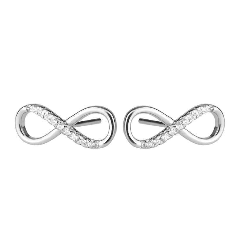 Wholesale 925 Sterling Silver 8 Character Unlimited Rhodium Plated Women's Stud Earrings Jewelry