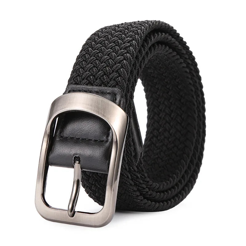 Men Woven Sport Polyester Woven Baseball Golf Webbing Stretch Cotton Canvas Fabric Elastic Braided Belt