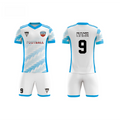 Custom Adults Men Soccer Uniform Sets 100% Polyester Quick Drying Breathable Blue Football Uniform National Team Jersey