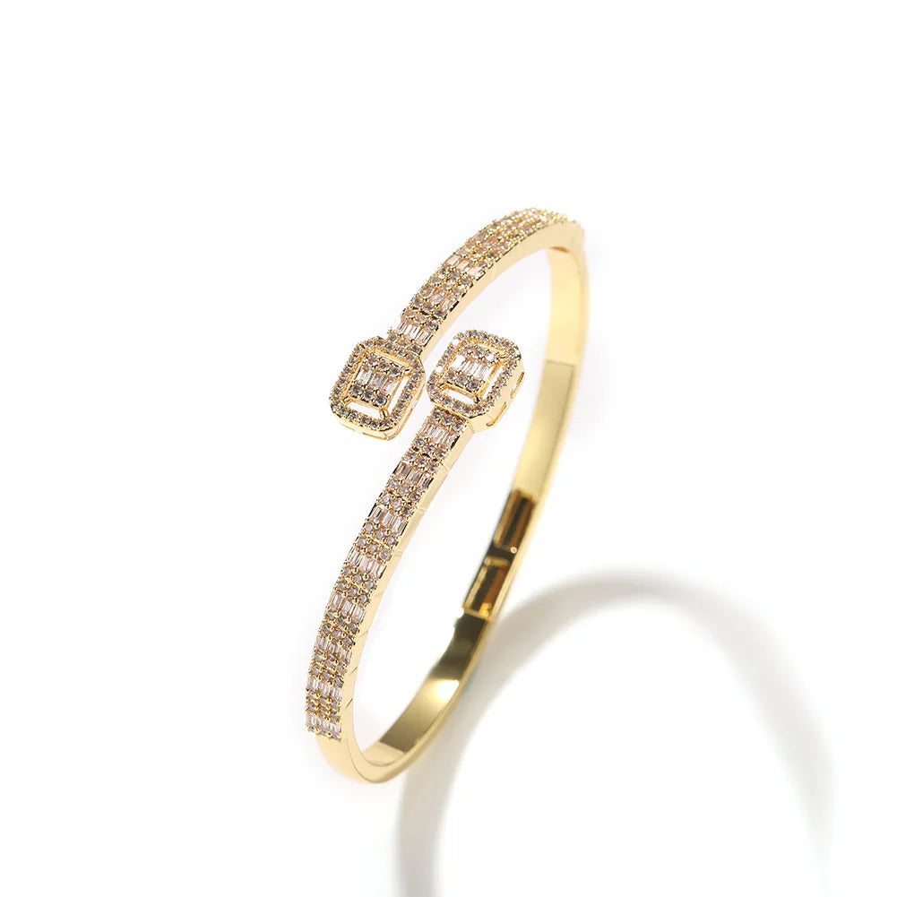 Fashion Jewelry Bracelets Bangles Slim CZ Full Diamond Brass Gold Plated Bangles Wholesale Price Ladies Bangles Hot Sale Design