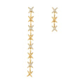 925 Sterling Silver 18 Karat Gold Plated Chain Multi Star Cross Korean Women Long Drop Earring