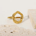 New Fashion Lava Geometric Irregular Circle Ring Minimalist 18K Gold-Plated Stainless Steel Gold Ring for Women Girl