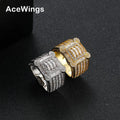 R066 Gold Plated Brass Hip Hop Inlay Cluster Cubic Zircon Rings for Men Party Engagement Gift