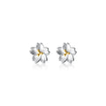 Trendy Cute Sakura Flower Shape Earings Small 925 Sterling Silver Ear Studs Earrings Fashion Jewelry for Women