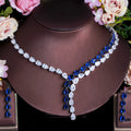 Luxury Platinum Plated Vintage Two-color Stitching Drop Zircon Jewelry Set Necklace Earrings for Wedding