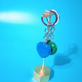 Diy Fashion blue aventurine stone keychain necklace heart silver plated key ring