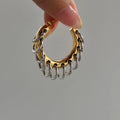 Vintage Hypoallergenic Jewelry 18k Gold Plated Stainless Steel Two Tone Unique Gypsy Fringe Earrings for Women YF3634