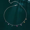Chic Boho Colorful Water Drop Zircon Pendant Chain 925 Sterling Silver Necklace for Women Beach Vacations Birthdays Festivals
