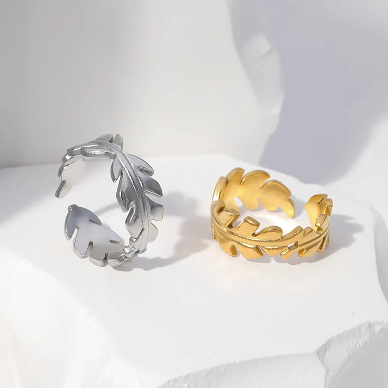 Beimai OEM Open Adjustable Stainless Steel Leaf Ring
