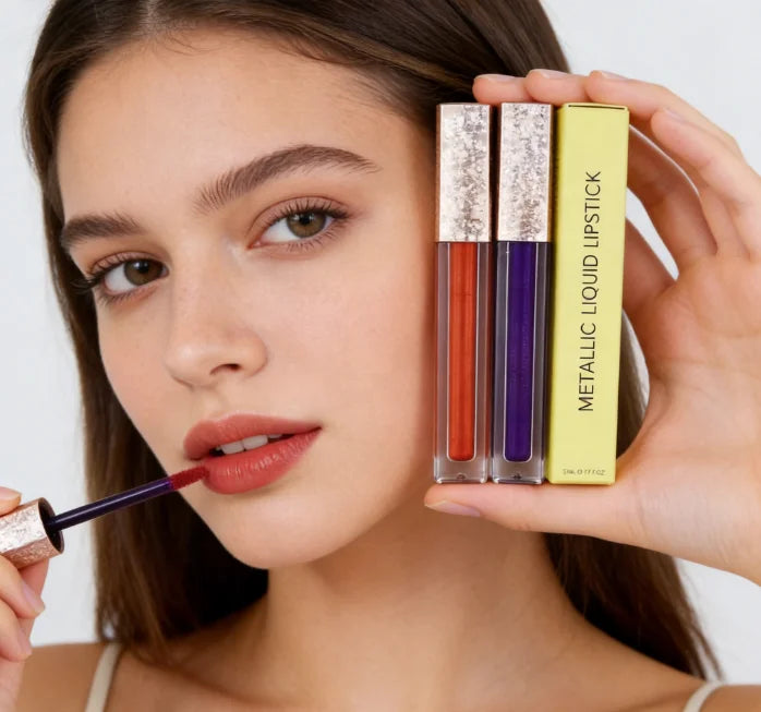 Wholesale 17-Color Metallic Matte Liquid Lipstick Long-Lasting Waterproof Mineral-Based Private Label Beauty Makeup 4g Regular