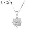 CZCITY Woman Trendy 925 Sterling Silver Queen Jewelry Dainty Charm Designer Sunflower Necklace Pendant