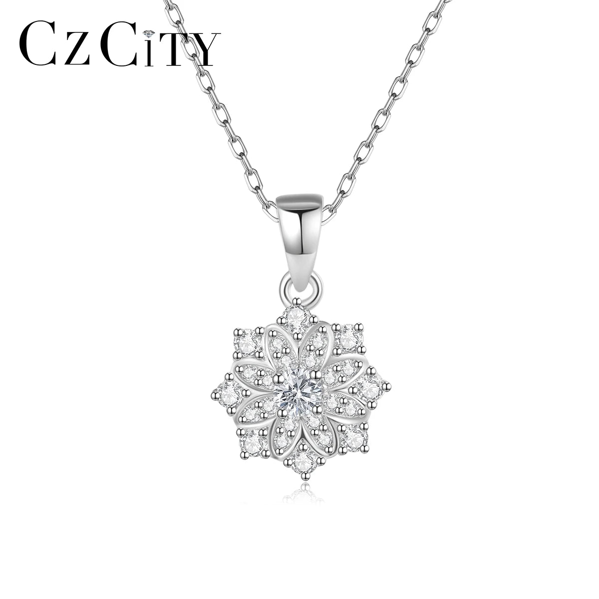 CZCITY Woman Trendy 925 Sterling Silver Queen Jewelry Dainty Charm Designer Sunflower Necklace Pendant