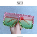 DOISYER 2021 New Fashion Gold Frame Large Square Oversized Sunglasses with Colorful Diamond & Rhinestone Direct Online Shipping
