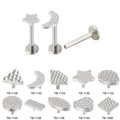 GZN ASTM Titanium Body Piercing Jewelry Different Shape Honeycomb Surface Labret Studs Lip Ring Earrings