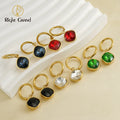 New Trendy 18k Gold Plated Stainless Steel Cubic Zirconia Drop Earrings Rainbow CZ Hoop Earrings for Women