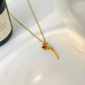 Hot Selling 18k Gold-plated Stainless Steel Necklace Fashion Jewelry Tulip Diamond Pendant Necklace Essential for Commuting