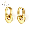 Ason Fashion Drop Heart Pendant Earings Jewelry Women Custom Designer 18K Gold Plated Stainless Steel Huggies Hoop Earrings