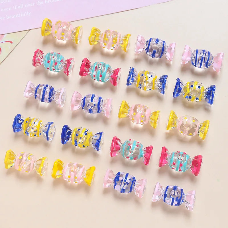 Acrylic Cartoon Cute Transparent clear Hand Paint Drawing Candy Beads