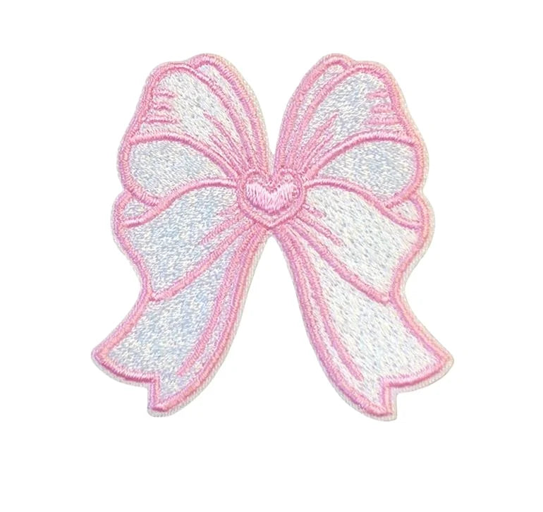 New Hot  Iron on Embroidered Aqua Checkered Heart Bow Knot  Patch for Hat Hoodies Decoration