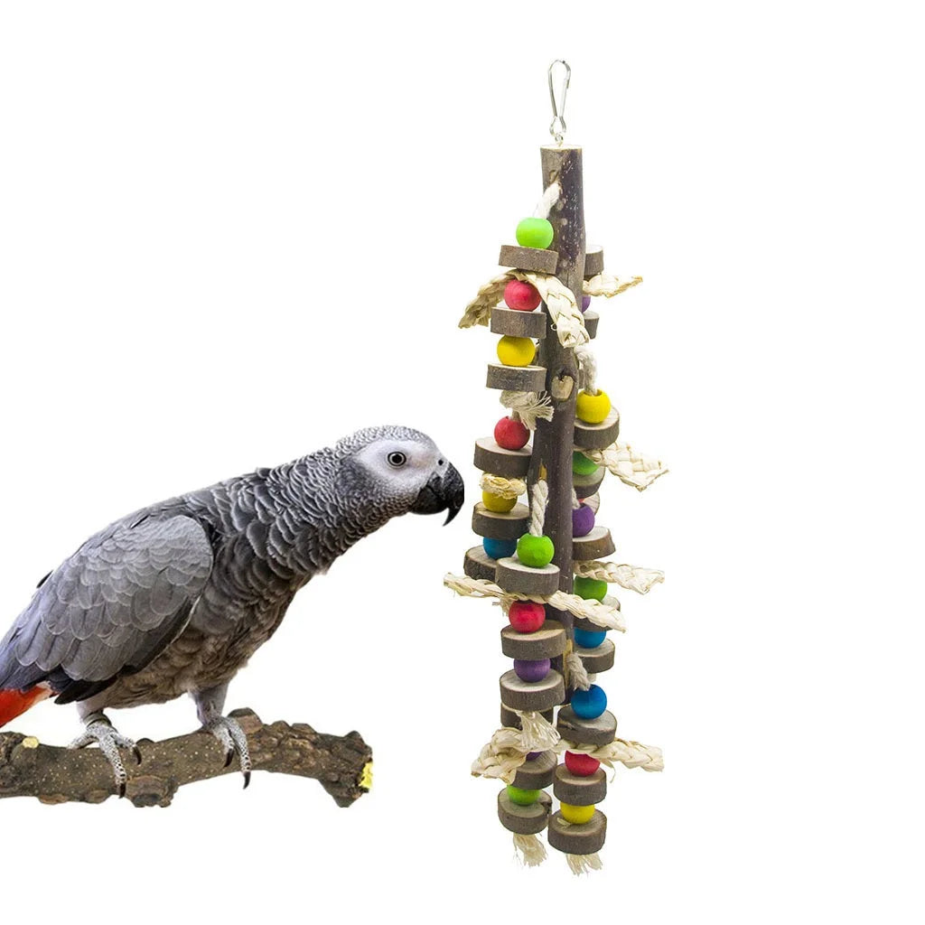 Eco-Friendly Corn Husk Wood Bird Toys for Parrots with Hanging Skewers Climbing & Skin Logs Corn Leaves-New Year's Gift