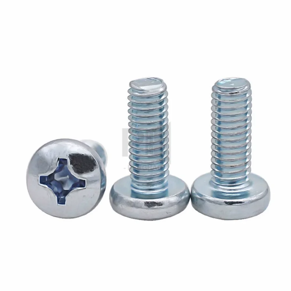 OEM M3 M4 M5 M6 M8 DIN7985 GB818 Zinc Plated Carbon Steel Cross Recessed Pan Head PM Screws Round Phillips Screws