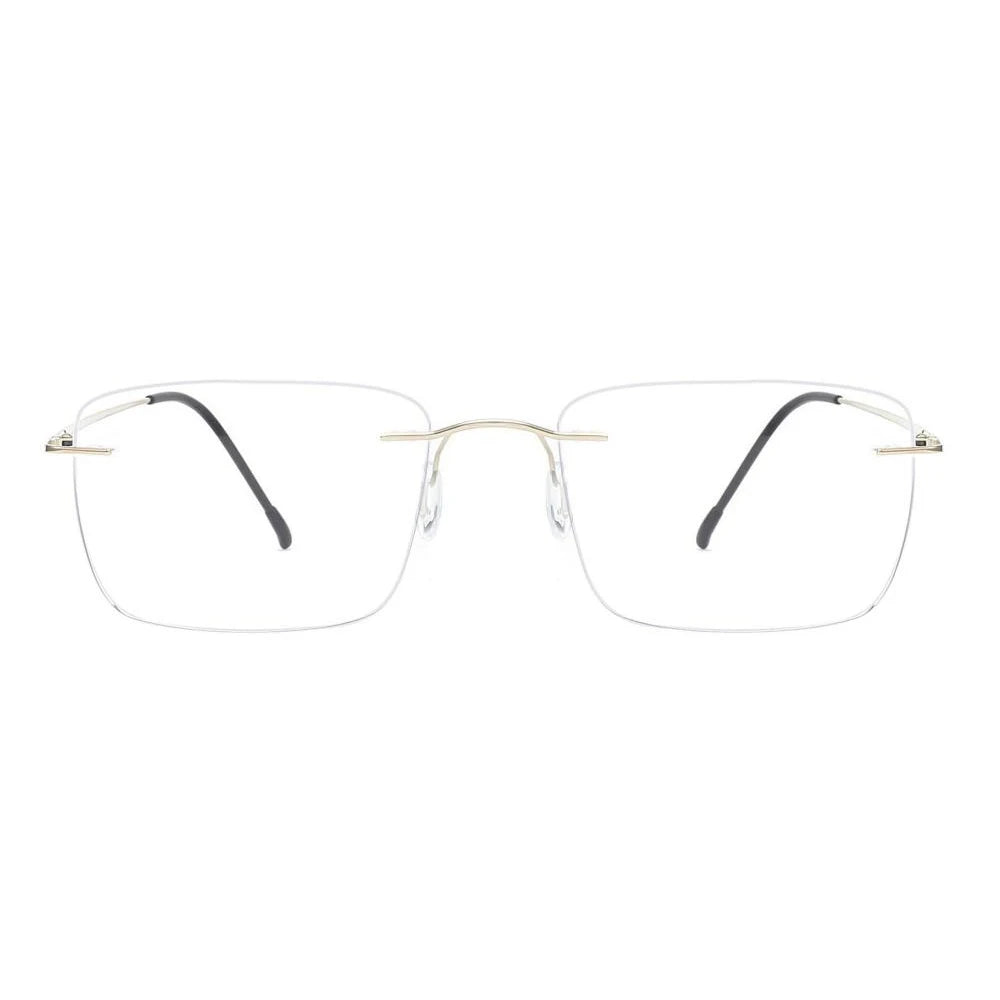 FEROCE New Fashion Solid Square Unisex Low MOQ Designer Optical Eyeglasses Frame Ultralight Rimless Clear Lens Titanium