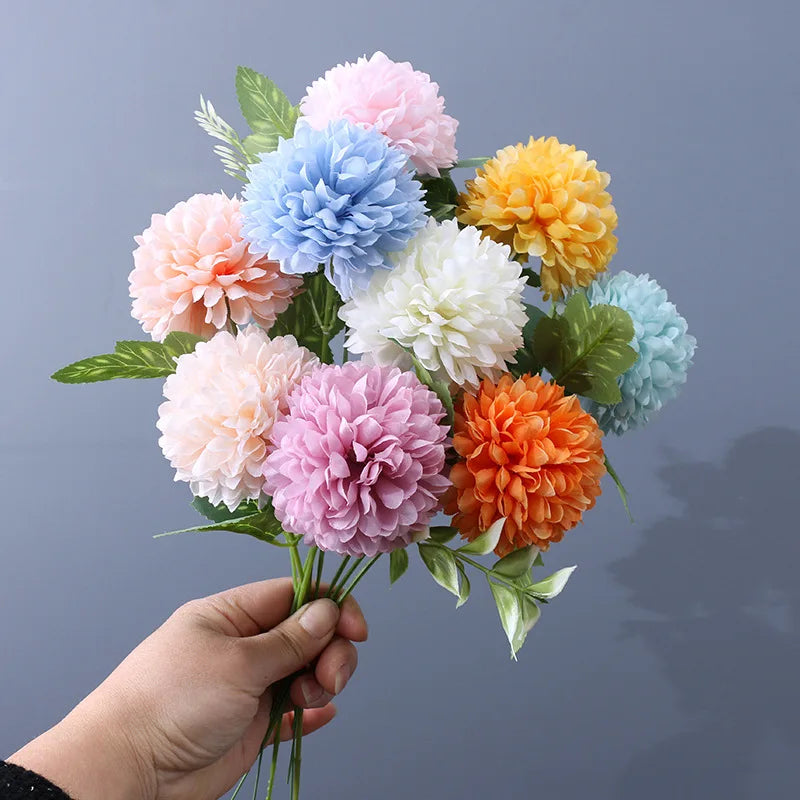 Bulk Sale Handmade Artificial Chrysanthemum Mum Flower Pompon Ball Decorative Cheap Wholesale Christmas Mother's Day Flowers