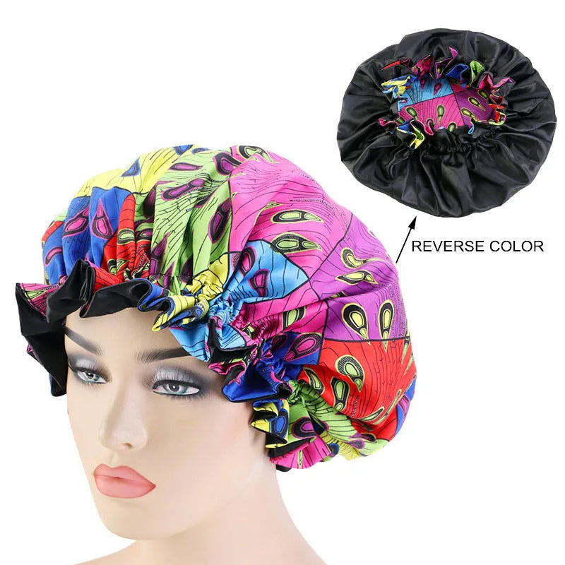 Adults Hair Accessory Flower Ankara Double-layer Large Sleep Bonnet for Female Daily Use 100% Cotton Packaging Wholesale Price