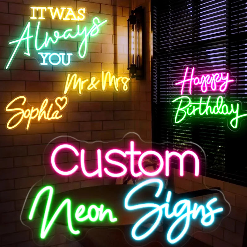 Free Custom Design Acrylic LED Neon Sign with LED Strips for Wedding Taxi Car Hospital Park & Home Decor-2 Years Warranty