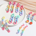 Hot Selling Candy Color Resin Earrings Cute Colorful Acrylic Link Chain Earrings for Women Girls