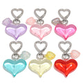 Cheap Cute Bag Pendant Zinc Alloy Accessories Sweet Heart Charms Jewelry Acrylic Transparent Colored Laser Heart Keychain Gift