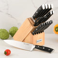15Pcs Luxury Carbon Steel Kitchen Knife Set with Real Wooden Stand Sharpener Kitchen Scissors