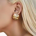New Office Style Women's Bohemian Geometric Brass 18K Gold Plated Stud Earrings Waterproof Hypoallergenic Suitable Gift