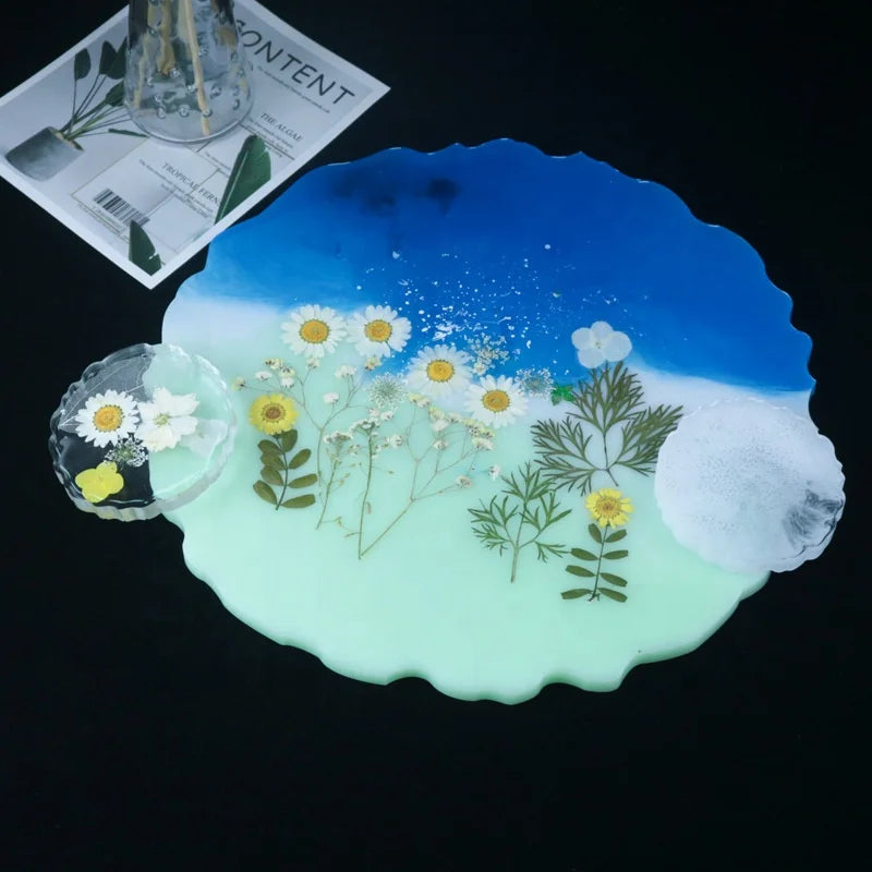 Resin Coaster Molds Geode Silicone Mold for for Making Faux Agate SlicesCoasters