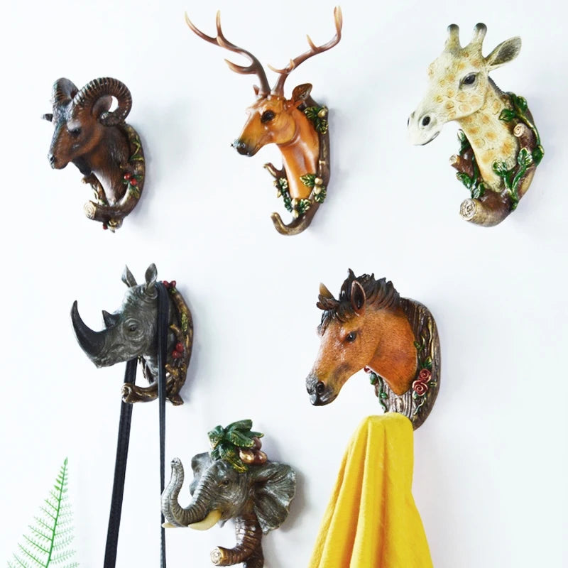 Factory Price 3D Animal Key Holder for Wall Deer Head Wall Coat Hook Hanger Key Holder Storage Hooks Minimalist Nordic Decor