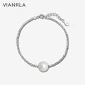 VIANRLA 925 Sterling Silver Small Square Shape Silver Pearl Bracelet Minimalist Elegant Women Jewelry Gift Drop Shipping