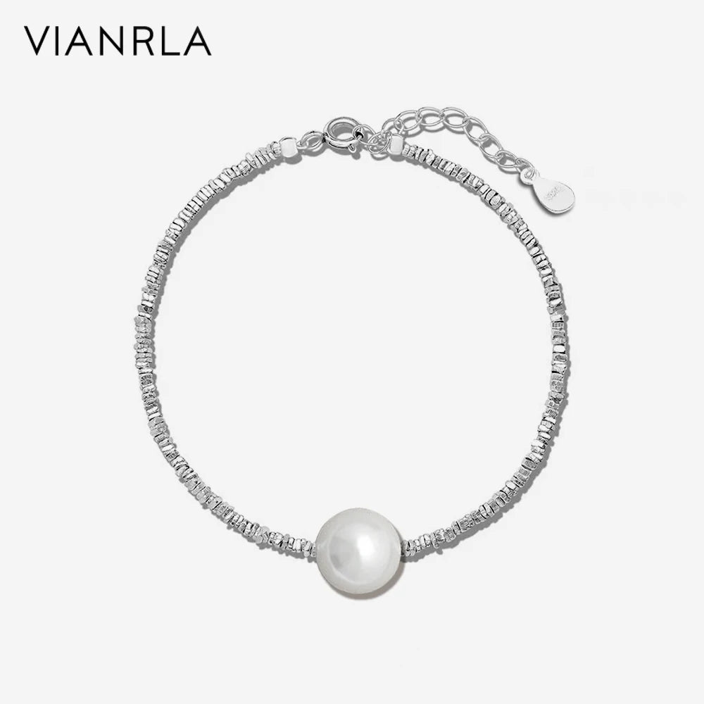 VIANRLA 925 Sterling Silver Small Square Shape Silver Pearl Bracelet Minimalist Elegant Women Jewelry Gift Drop Shipping