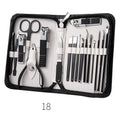 9or18Pcs in 1 Stainless Steel Professional Pedicure Kit Nail Scissors Grooming Kit Nail Clippers with Black Leather Case