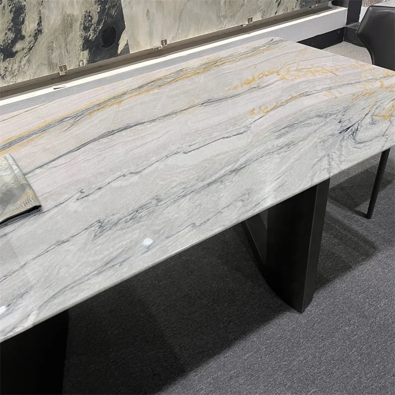Marble Extendable Dining Table Home Hotel Decor Customized Living Room Furniture High End Luxury Modern Size Naturall