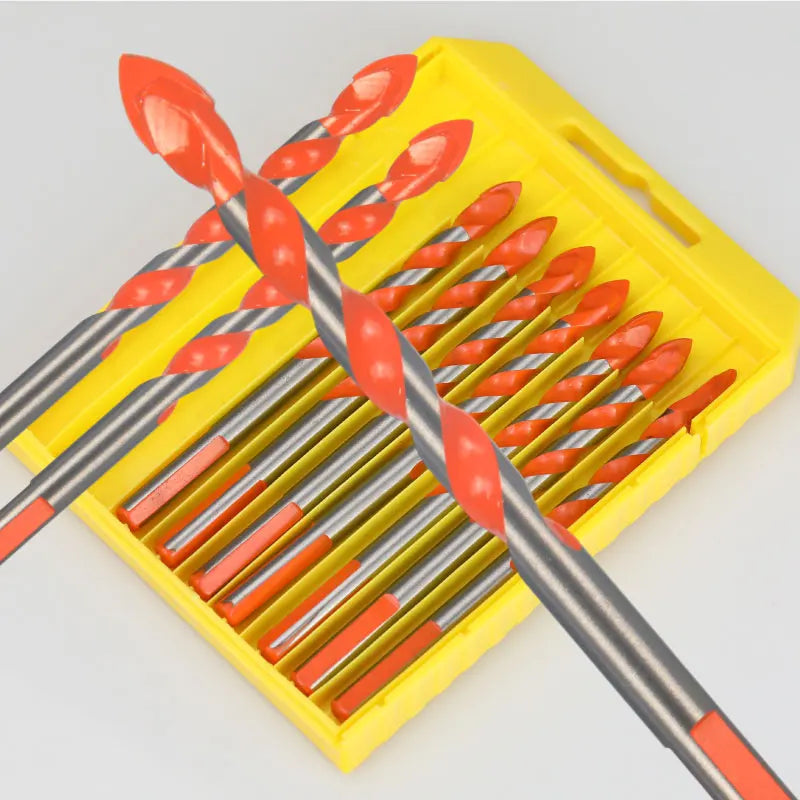 Handle Triangular-Multifunctional Spiral Flute Glass Tile Drill Bits Ceramic Glass Ultimate Punching Hole Working Sets