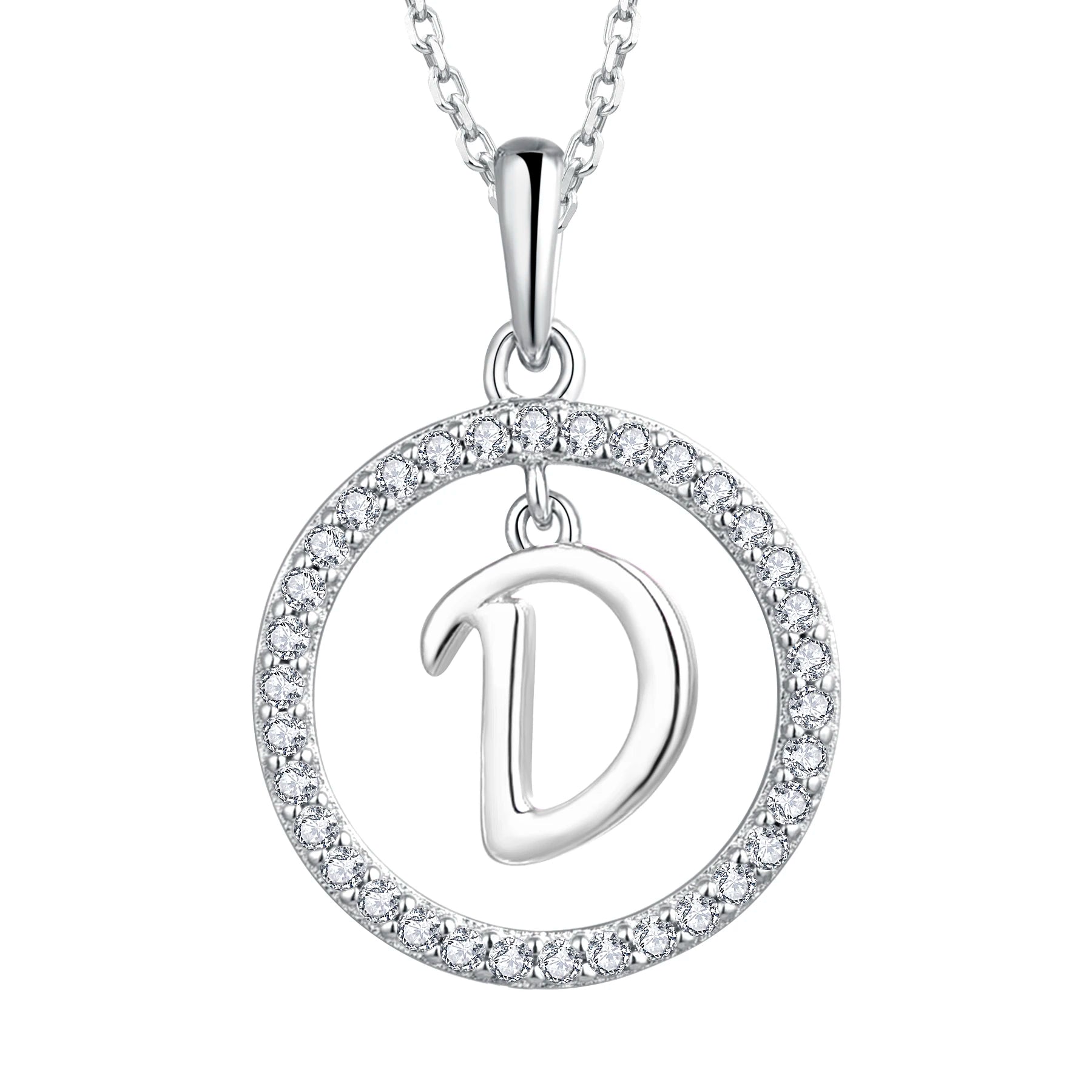 Ladies Fashion Pendant Jewelry Designer Sterling Silver Necklace Alphabet Pendant Charms