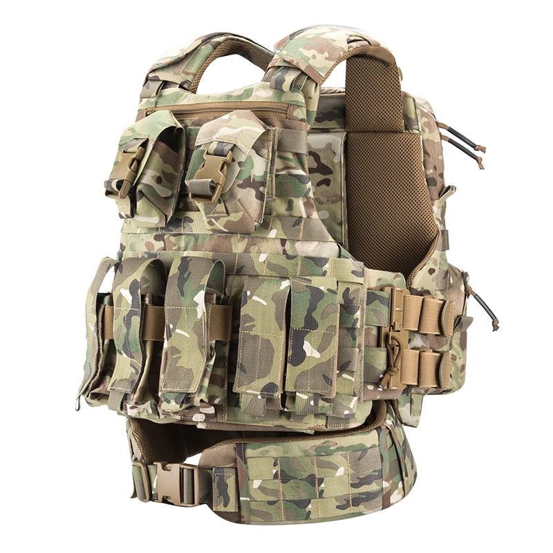 Wholesale Molle System 500D Nylon Quick Release Chaleco Tactico Plate Carrier With Tactical Waist Protection Tactical Vest