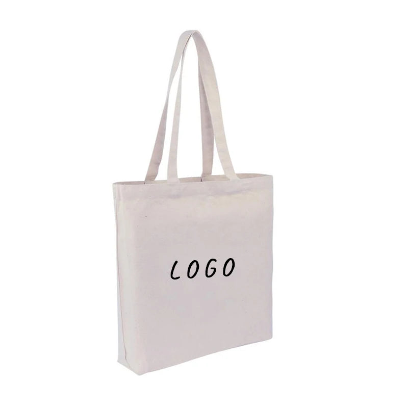 Bolsas Personalizada Promotional 35*40cm 170gsm 340gsm Cotton Canvas Bag Full Coloured Long Handle Calico Bag with Gusset