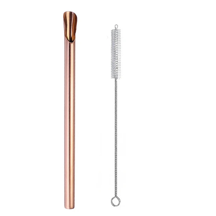 304 Stainless Steel Rose Gold Cold Drink Milk Tea Coffee Stirring Spoons Smoothie Straw Spoon Top Seller 12*215mm