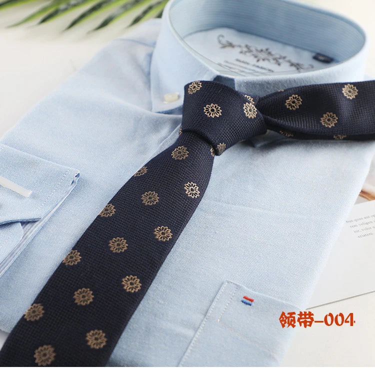 6cm Casual Ties for Men Skinny Tie Fashion Cotton Plaid Strip Necktie Business Slim Shirt Accessories Gift Cravate